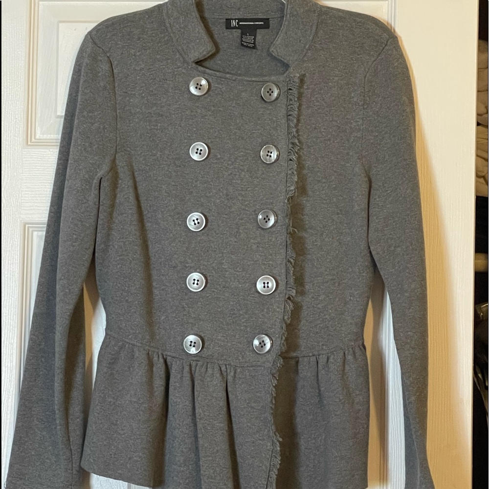 NC Women’s Double-Breasted Peplum Blazer (Large/Dark Grey)